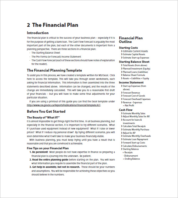 free financial advisor business plan