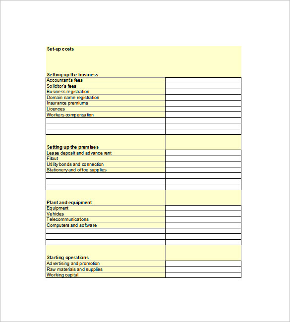 Business Plan Excel Template Free Download