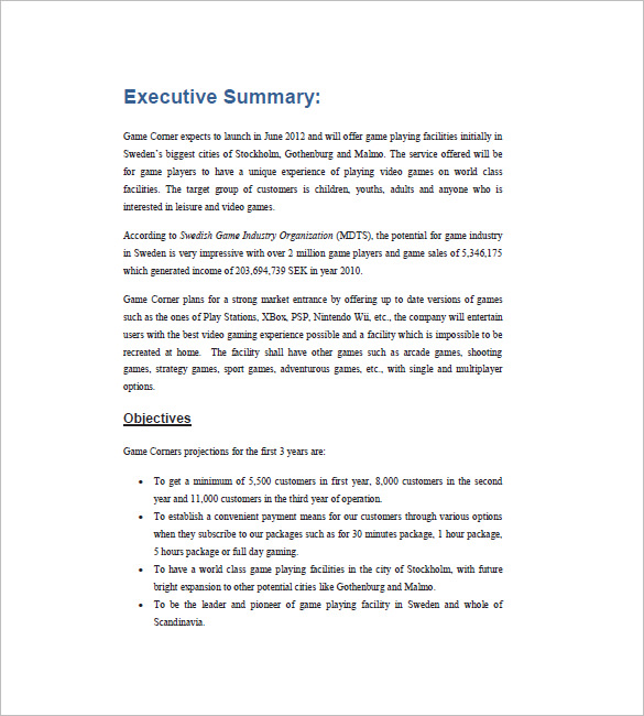 coffee shop business plan executive summary