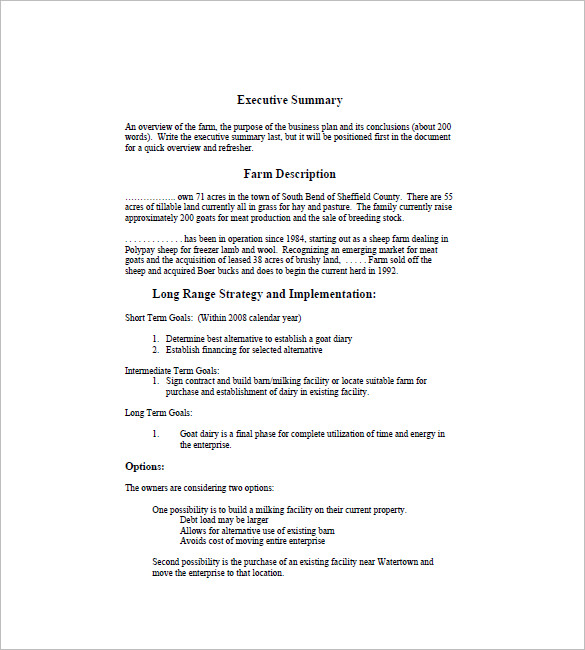 farm business plan templates