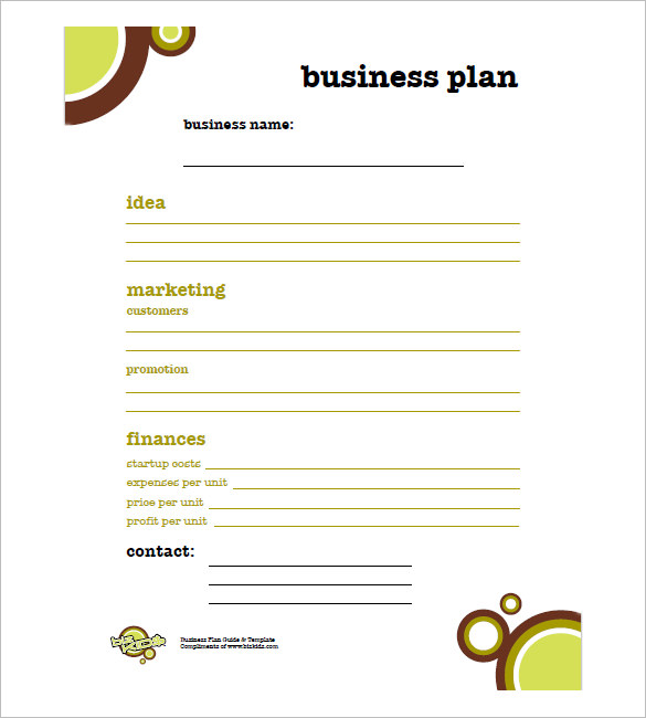 template of simple business plan