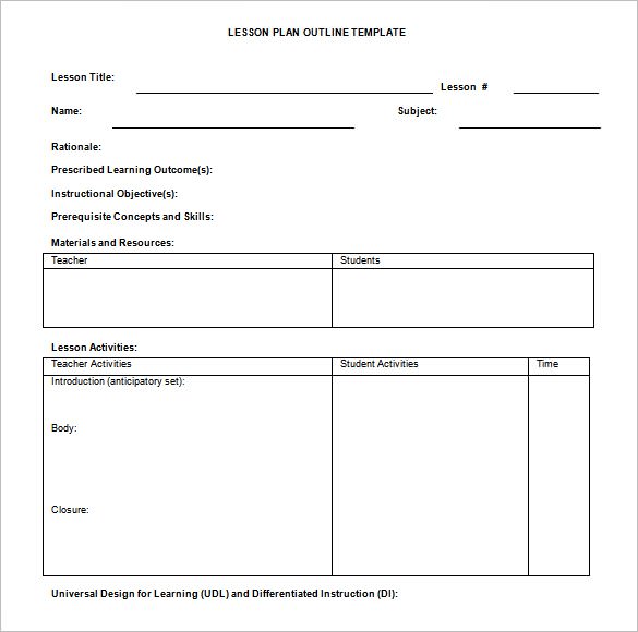 lesson plan template word doc sample download