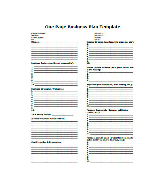 100startup.com one page business plan