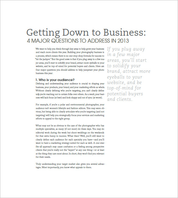 photography business plan template pdf