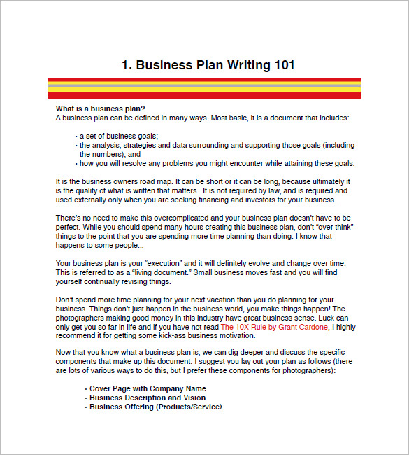 Free investor business plan