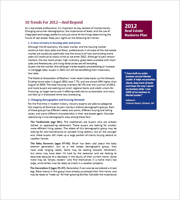 Image 5 for Business Plan Template For Real Estate Agents