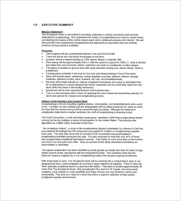 retail business plan template pdf
