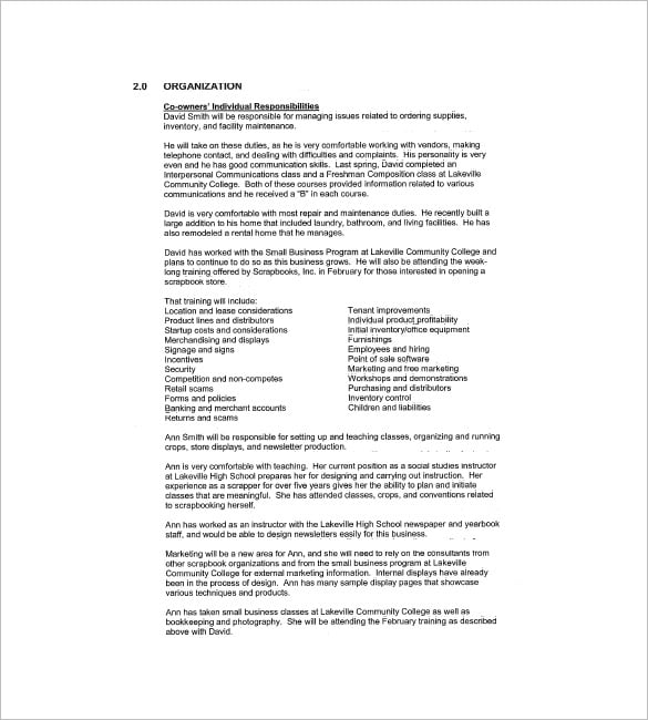 retail business plan sample pdf