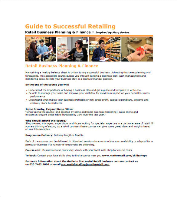 how to write a business plan for retail store