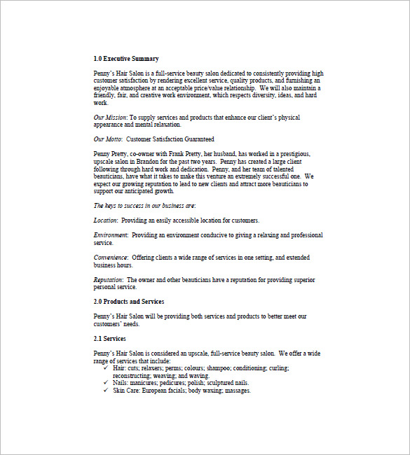 Sample Business Plan For A Salon And Spa Euthanasiaessays web fc2