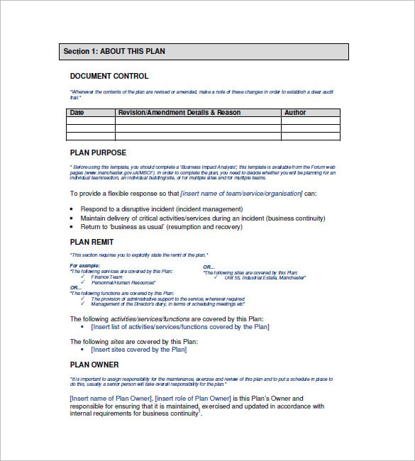 Business Continuity Plan Template - 12+ Free Word, Excel, PDF Format