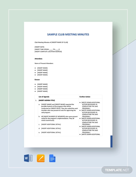 Club Meeting Minutes Template - 13+ Free Sample, Example Format Download!