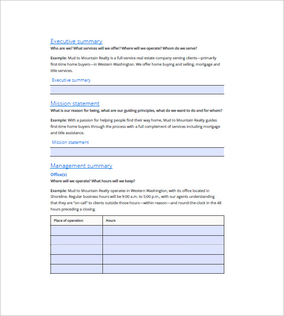property business plan template