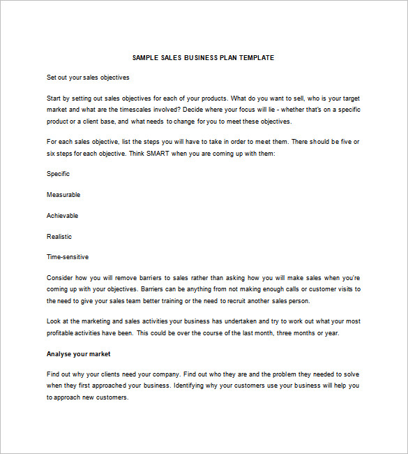 Sales Business Plan Template - 16+ Word, Excel, PDF Format Download