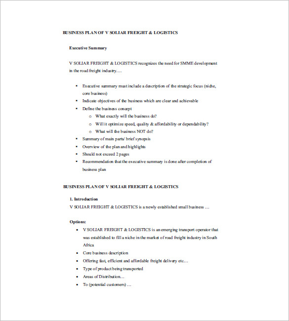 a business plan example pdf