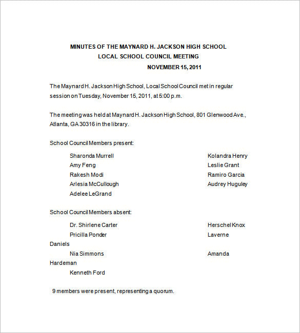 school site council meeting minutes template