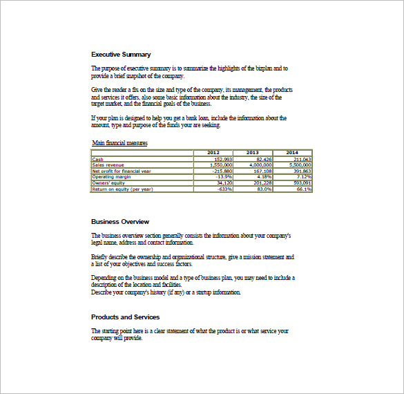 Business plan sample for financial services