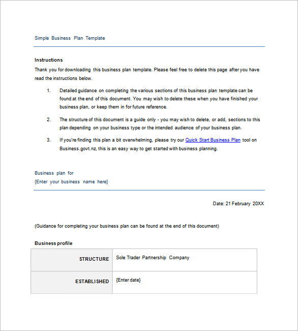 Simple Business Plan Template 20 Free Word Excel Pdf Format Download Free Premium Templates