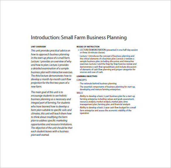 how to write a farm business plan