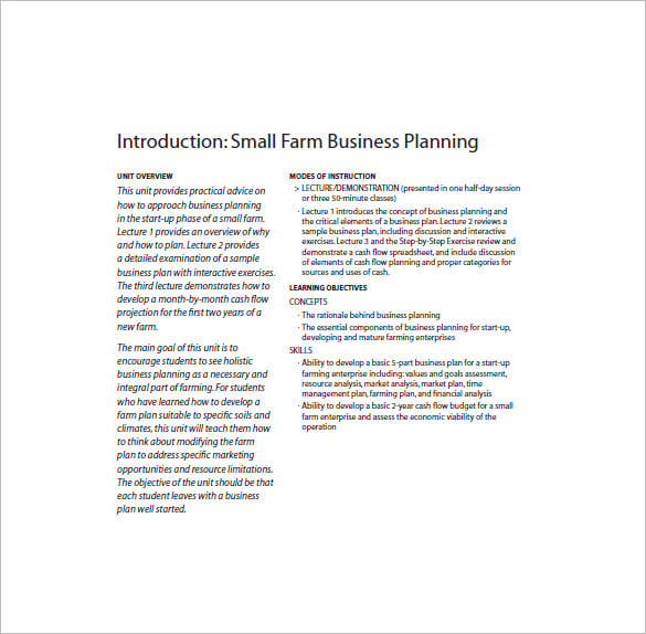 business plan for farmer