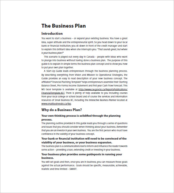 business plan for startup example pdf