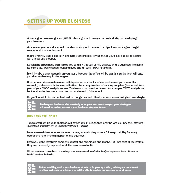 trucking business plan template free