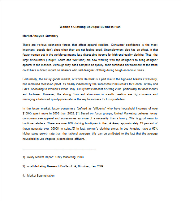 Boutique Business Plan Template 21+ Free Word, Excel, PDF Format