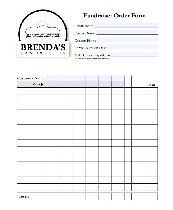 fundraiser order form template