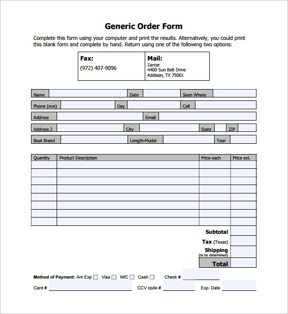 37 Order Form Templates Pdf Doc Excel 6712