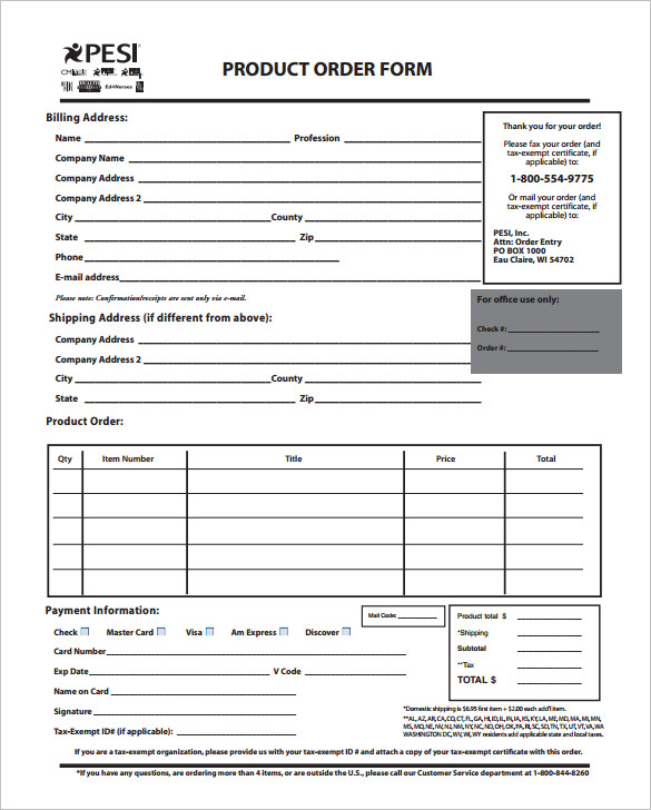 Order Form Template – 27 Free Word Excel PDF Documents