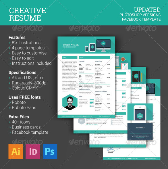 creative resume template psd eps format download