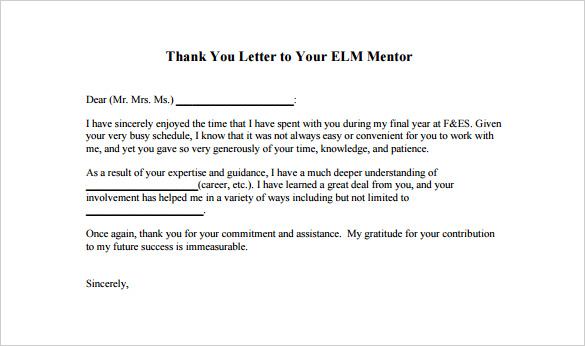 Thank You Letter To Mentor 9 Free Word Excel PDF Format Download 