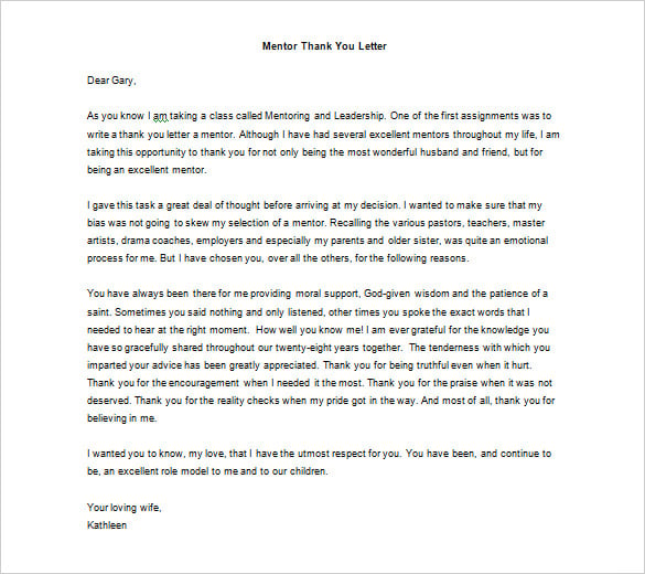 free word thank you letter to mentor teacher