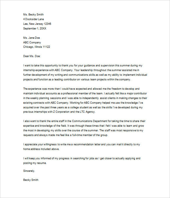 Thank You Letter To Internship Supervisor from images.template.net
