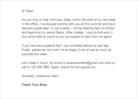Internship Thank You Letter – 13+ Free Word, Excel, PDF Format Download!