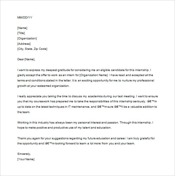 Internship Thank You Letter – 13+ Free Word, Excel, PDF Format Download!