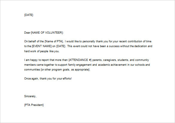 programs thank you letter for volunteering download