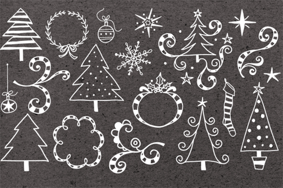 premium christmas doodle photoshop brushes