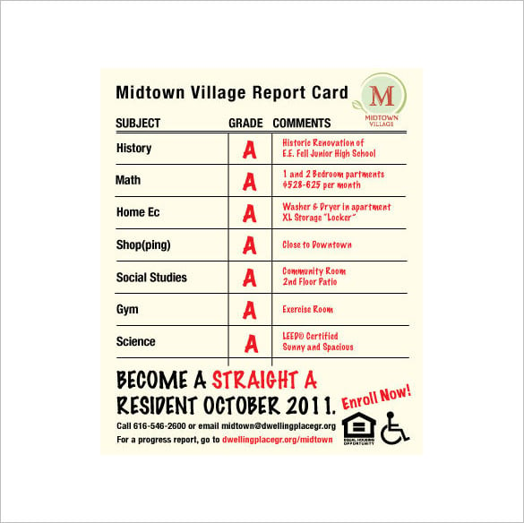 midtown village report card template