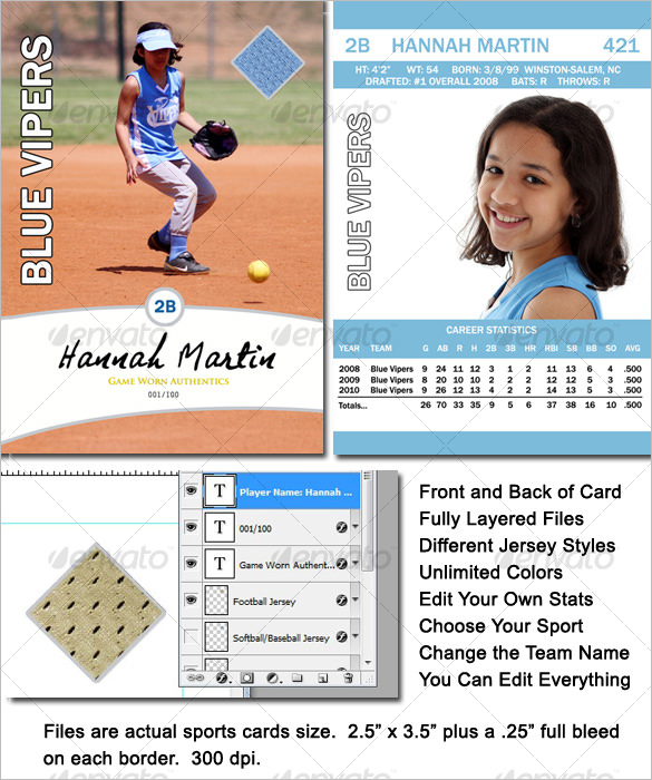 16  Baseball Card Templates PSD AI EPS