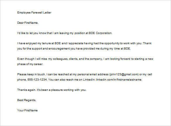 you thank letter leaving job Format  Thank Job Excel,  8 PDF Free Letter You Word,