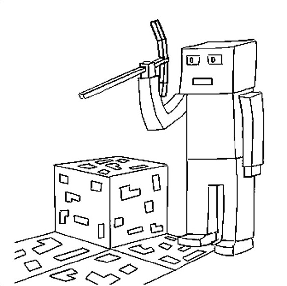 minecraft style coloring page for kids