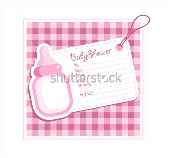 baby girl bottle shower invitation card