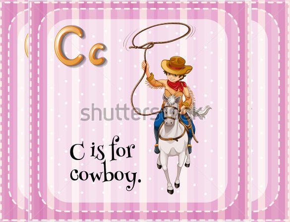 flash card letter c is for cowboy