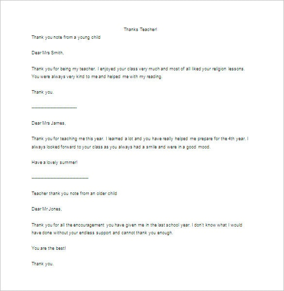 write a thank you letter to a teacher word doc
