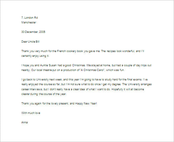example thank you letter for gift free download
