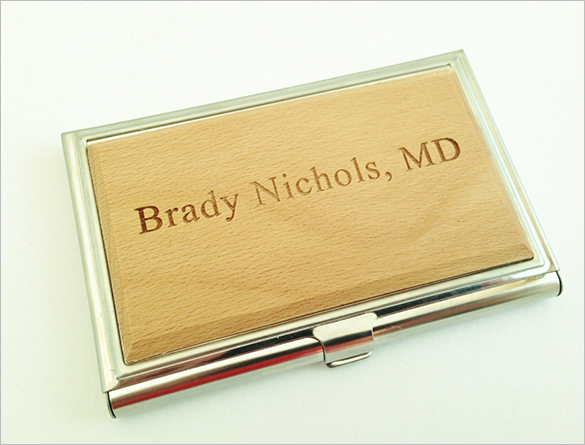 personalized wooden business card holder