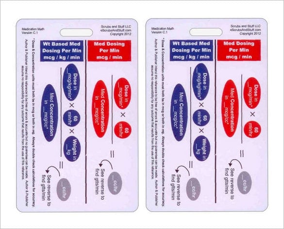 medication card example template downlaod