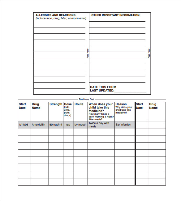 Free Printable Wallet Medication Card