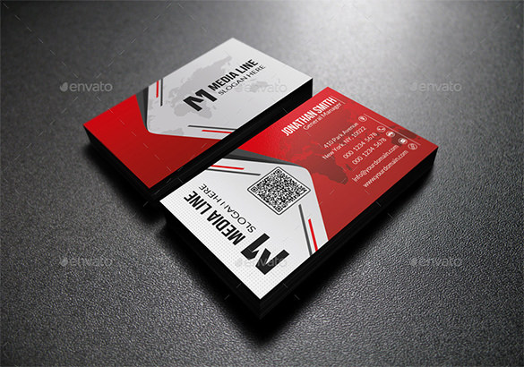 red modern business card premium download